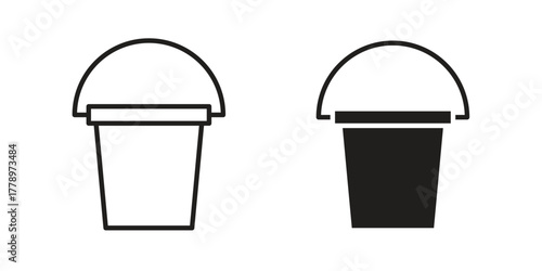 Bucket icon doodle set. editable outline stroke vector eps
