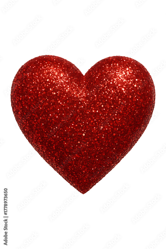 Fototapeta premium Sparkling Red Glitter Heart A Symbol of Love and Passion High quality Realistic image.