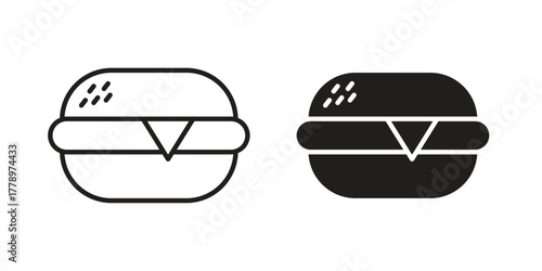 Cheese burger icon doodle set. editable outline stroke vector eps