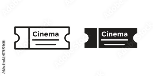Cinema tickets icon doodle set. editable outline stroke vector eps