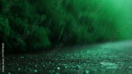 Captivating Rain Droplets on a Vibrant Green Background for Nature Lovers