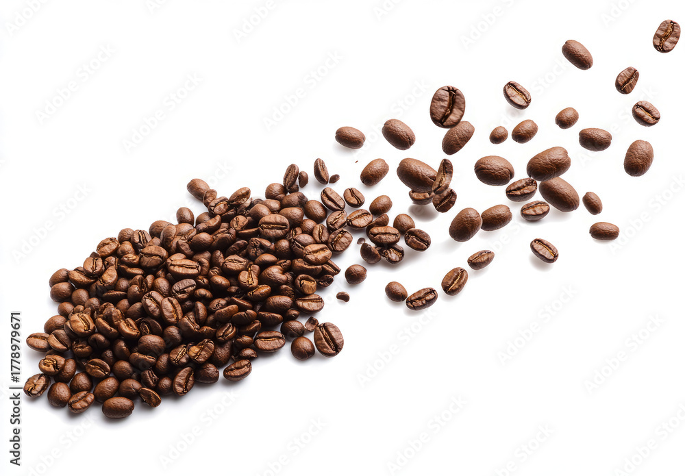 Naklejka premium offee beans falling on a transparent background,clipping path, 