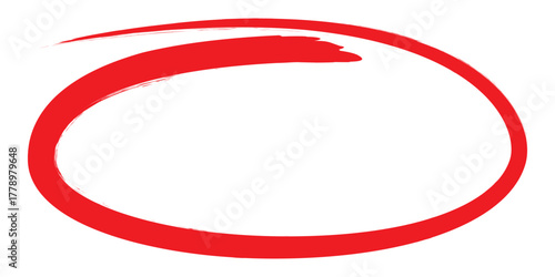 Red circle brush stroke marker highlighter isolated element.