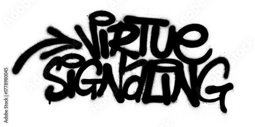 graffiti virtue signaling text sprayed in black over white