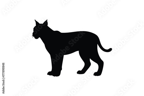 Stylized silhouette of a bobcat in profile silhouette