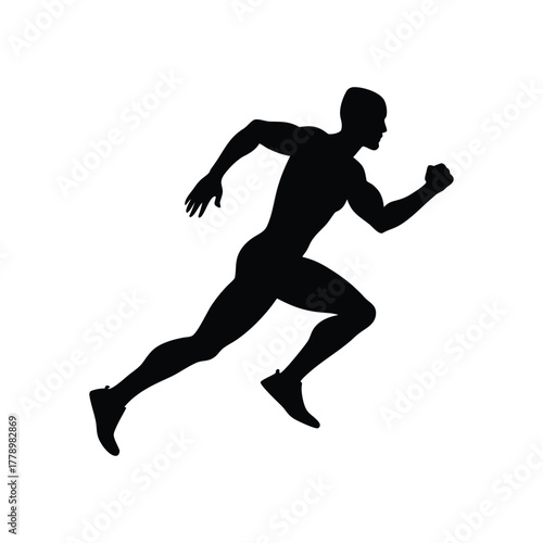 Dynamic silhouette of a man in mid stride running