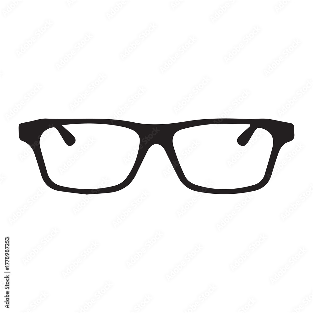 Fototapeta premium Stylish Black Glasses Silhouette Isolated on White Background Promoting Vision and Clarity for Eye Care and Fashion