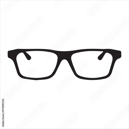 Stylish Black Glasses Silhouette Isolated on White Background Promoting Vision and Clarity for Eye Care and Fashion