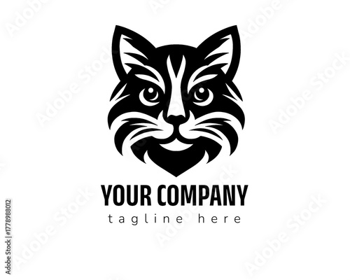 cat head logo icon, icon isolated on white background type 1
