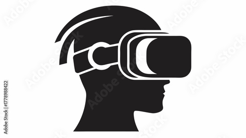 Step into Immersive Worlds: Modern Silhouette of a Person Experiencing Virtual Reality Headset, Exploring Digital Frontiers and Embracing Futuristic Technology