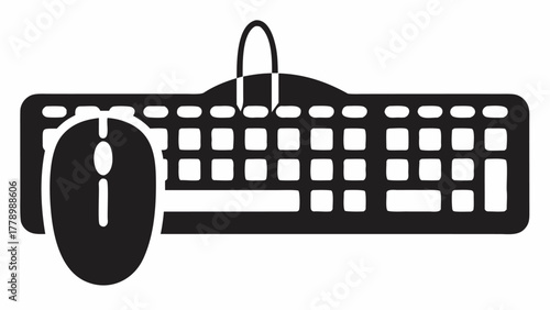 Sleek, modern keyboard and mouse for efficient digital work, ideal for tech startups, gaming setups, or crisp website designs, offering a contemporary aesthetic