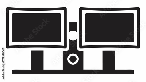 Sleek dual monitor setup for enhanced productivity and multitasking, ideal for modern workspaces and efficient workflows, originally a scalable graphic