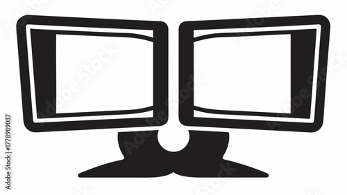 Streamlined dual monitor setup icon for enhanced productivity and multitasking, perfect for modern workspace designs and technology interfaces