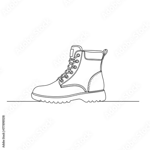 Men’s winter boots in minimalist line art style on white background