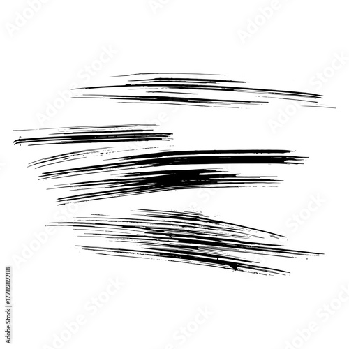 set of zigzag directional abrupt ink marks on a white background, an abstract pattern of grunge lines - hand-drawn ink on a white background.