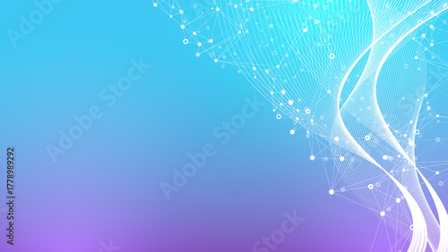 Colorful molecules background. DNA helix, DNA strand, DNA Test. Molecule or atom, neurons. Abstract structure for science or medical background, banner. Scientific illustration.