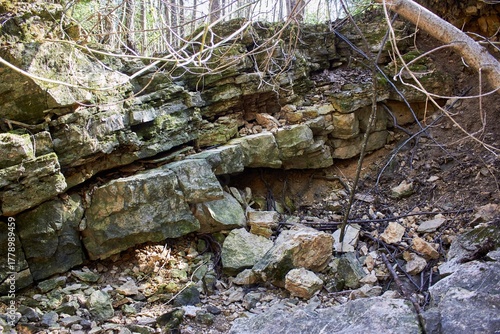 Raw limestone strata reveal Earth's ancient story. Jagged, moss-kissed layers evoke resilience, a silent testament to time's slow grind. A rugged geological narrative unfolds