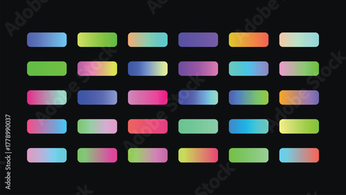 Collection of colorful gradient buttons on provides a versatile design resource for various projects