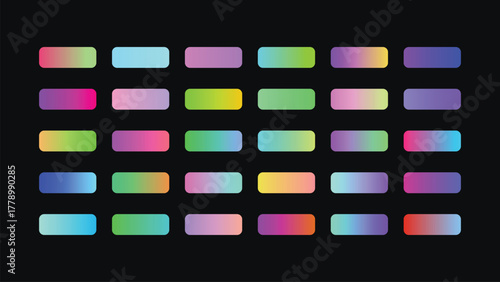 Collection of colorful gradient buttons on creates a visually appealing and modern design