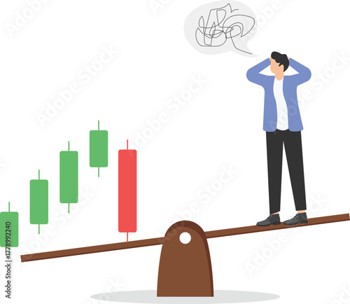 Market Drop, Fall and Depreciation Concept. Depressed Business Men Characters Looking at Falling Down Red Arrow. Investor Lose Money on Stock, Financial Crisis. Cartoon People Vector Illustration
