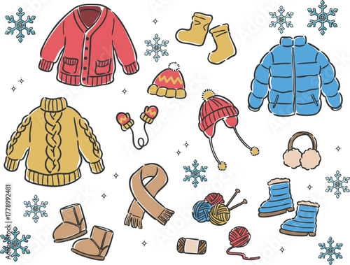 冬のファッションアイテム　ベクター
