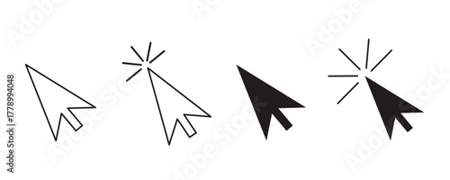 Cursor arrow pointer, click here mouse load symbol. Pointer cursor and loading icon. Cursors icons click set. Touch screen symbol, pointer sign and symbol.