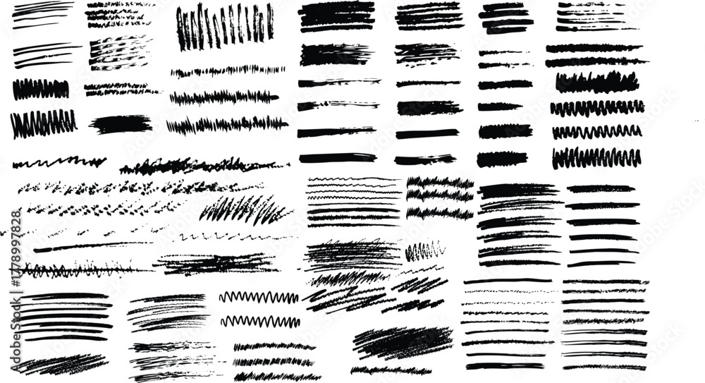 Obraz premium Rough Hand-Drawn Marker, Pencil, and Crayon Stroke Collection