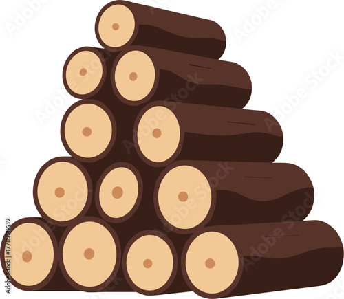 Pile of wooden logs stacked in an organized manner on a flat surface  