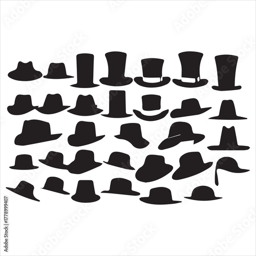 set of silhouettes hats vector illustration