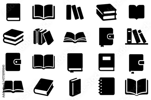 book icon set education study reading learning language skill sign symbol line pictogram vector illustration design flat graphic design