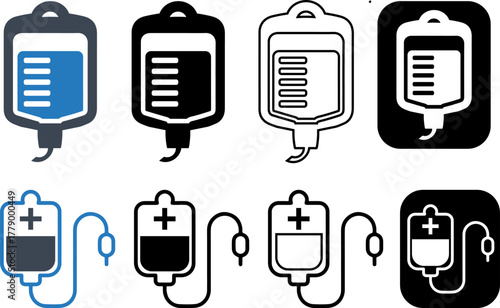 Bag, blood, saline, transfusion icon