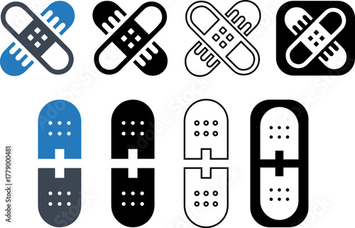 Bandage, care, plaster, icon set
