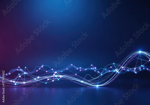 Abstract data waves and network connections visualization