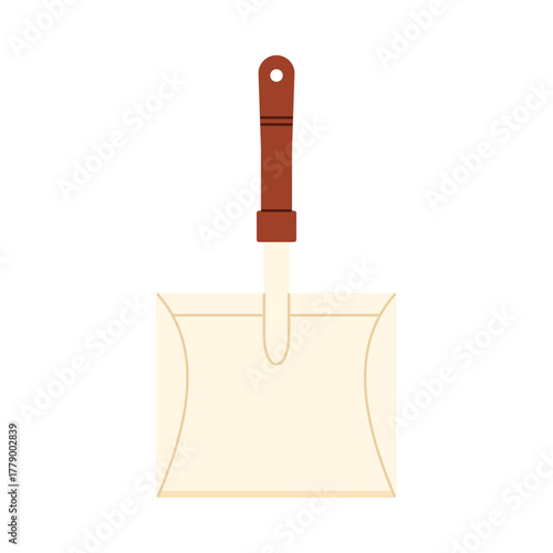 Minimalist eco cleaning dustpan with wooden handle isolated on white background vector illustration