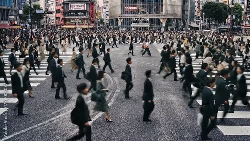Wallpaper Mural Shibuya Crossing: A Dynamic Video of People Crossing Busy Street in Japan Torontodigital.ca