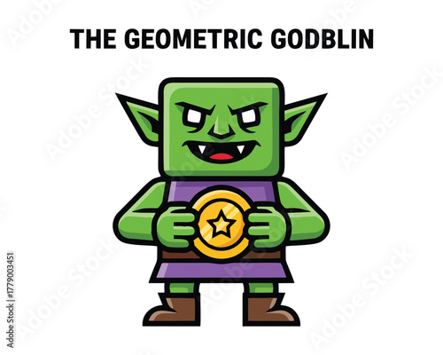 Geometric Goblin Mascot: Fantasy, Gaming, Money, and RPG Character Icon