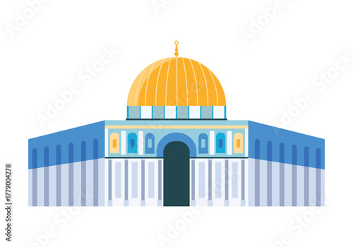 Iconic Dome of the Rock building in Israel isolated on white background vector illustration