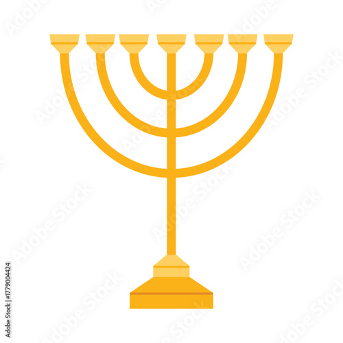 Minimalist golden menorah icon representing Jewish tradition on an isolated white background vector illustration