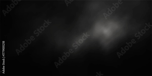 Dark, cloudy smoke and light fog on a black background with a nature texture like a night storm