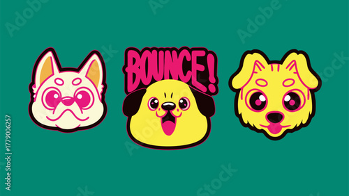 Playful Cartoon Dogs Bouncing with Joyful Animation