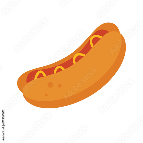 Simple isolated German sausage hot dog with mustard on white background vector illustration