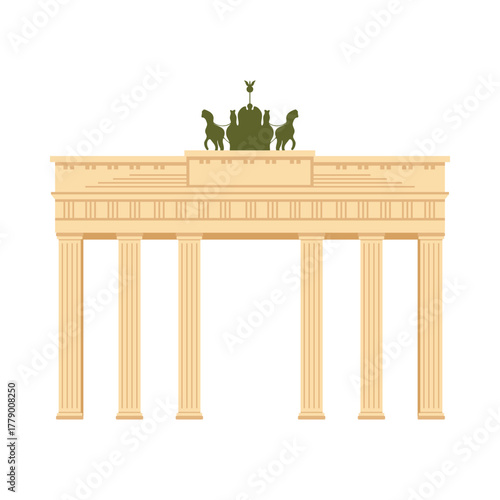 Famous Brandenburg Gate landmark from Germany shown isolated on white background vector illustration