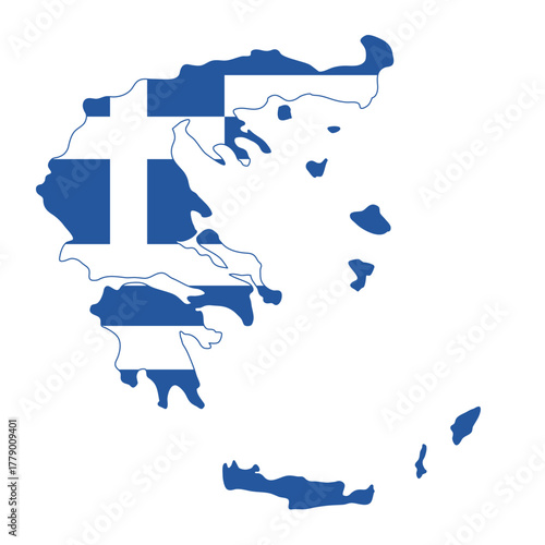 Isolated map of Greece filled with blue and white national flag design vector illustration