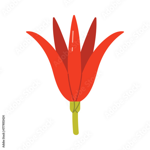 Minimal red lotus flower inspired by ancient Egypt, isolated on white background vector illustration