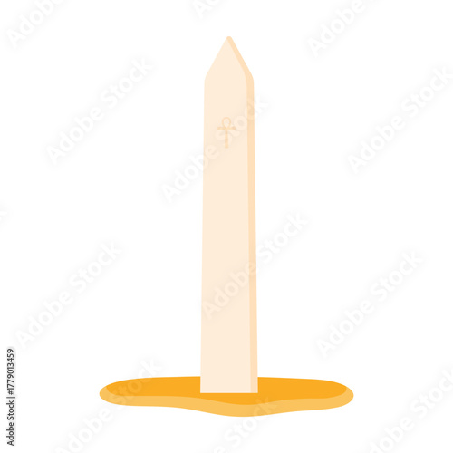 Minimal flat design of an ancient Egyptian obelisk with ankh symbol isolated vector illustration