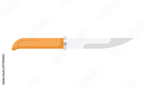 Classic Finnish puukko knife with wooden handle isolated on white background vector illustration