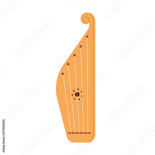 Traditional Finnish kantele string instrument isolated on white background for music and culture vector illustration