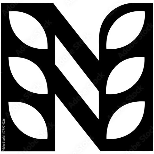 A futuristic letter N logo designed with refined minimal edges