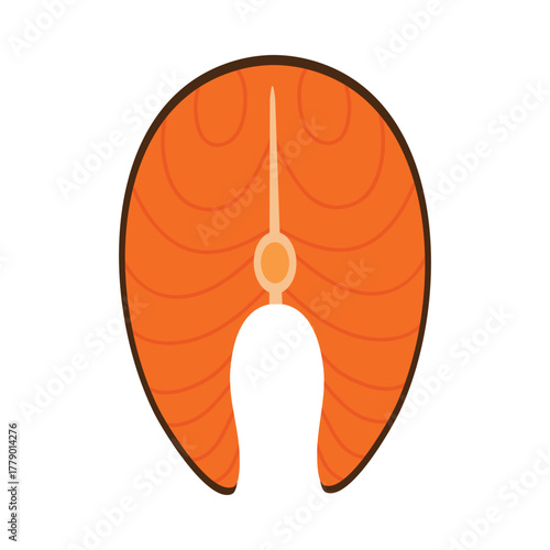Minimalist isolated salmon steak inspired by Finland cuisine on white background vector illustration