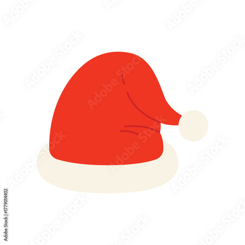 Simple isolated red Santa hat for Christmas holiday and festive winter design vector illustration